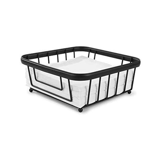Spectrum Diversified Ashley Flat, Modern Dining Table Décor Horizontal Napkin Holder for Kitchen Tables & Countertops, Black