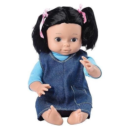Cre8tive Minds Multi-Ethnic School Toddler Baby Doll with Moveable Limbs, Native American Girl, Denim Dress and Blue Shirt, Imaginative Play, Social Learning, Dolls for Girls and Boys 19 Months Plus