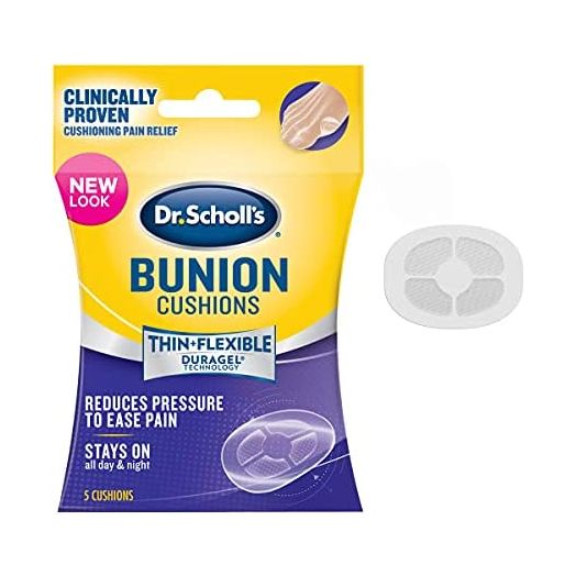 Dr. Scholl's BUNION CUSHION with Duragel Technology, 5ct // Cushioning Protection against Shoe Pressure and Friction that Fits Easily In Any Shoe for Immediate and All-Day Pain Relief