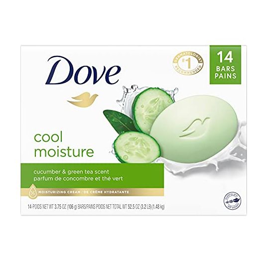 Dove Skin Care Beauty Bar For Softer Skin Cucumber and Green Tea More Moisturizing Than Bar Soap, 3.75 Ounce (Pack of 14)