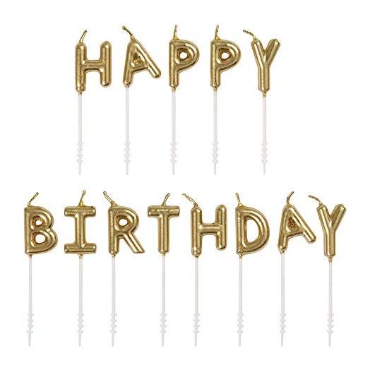 Unique Gold Happy Birthday Pick Candle Set, 13 Pcs