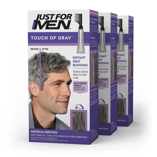 Just For Men Touch of Gray Hair Color, T-35 Medium Brown (3 Pack)