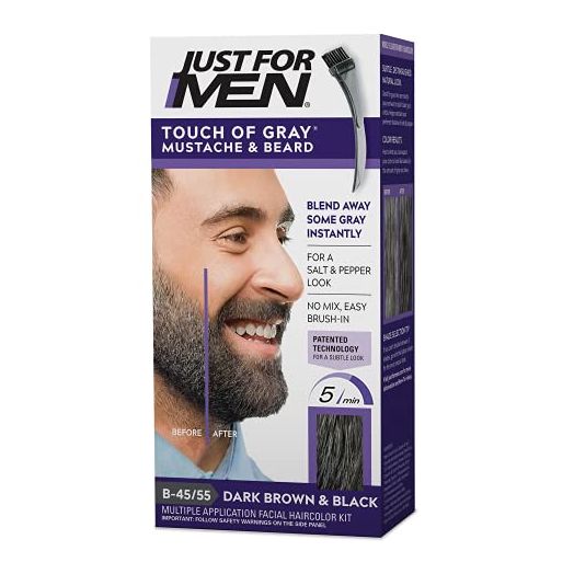 Just for Men Touch of Gray Mustache & Beard Coloring, Dark Brown & Black, B-45/55