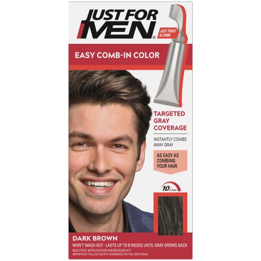 Just For Men Easy Comb-in Gray Hair Color with Applicator, Dark Brown, A-15