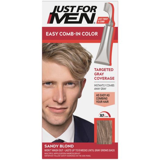 Just For Men Easy Comb-in Gray Hair Color with Applicator, Sandy Blond, A-10