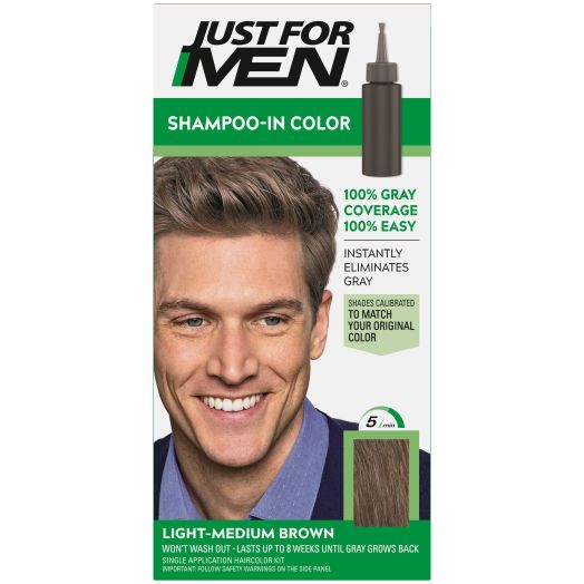Just For Men Shampoo-in Gray Hair Color, H 30 Light Medium Brown