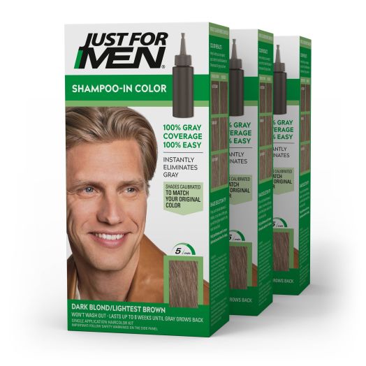Just For Men Shampoo-in Gray Hair Color, H 15 Dark Blond Lightest Brown (3 Pack)