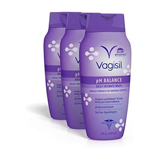 Vagisil pH Balanced Daily Intimate Feminine Wash for Women, Gynecologist Tested, Hypoallergenic, 12 Ounce- Pack of 3 (Packaging May Vary)