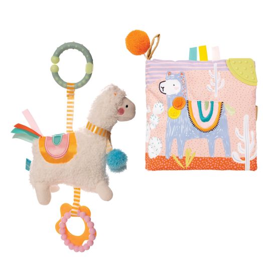 Manhattan Toy Llama Travel Toy wth Teether and Llama Soft Activity Book Set