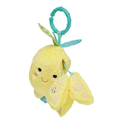 Manhattan Toy Mini-Apple Farm Lemon Baby Travel Toy with Rattle, Squeaker, Crinkle Fabric & Teether Clip-on Attachment