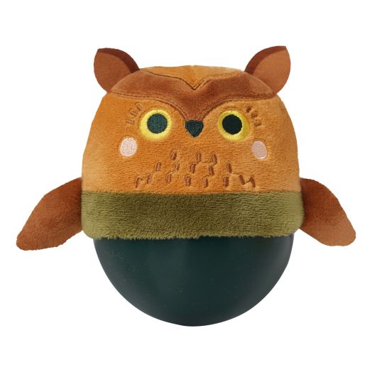 Manhattan Toy Wobbly Bobbly Owl Weighted, Soft Silicone Wobble Ball with Embroidered Plush Baby & Toddler Toy