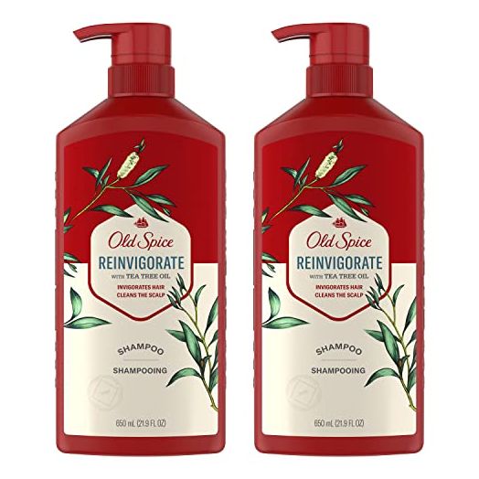 Old Spice Reinvigorate Shampoo for Men with Tea Tree Oil, 21.9 Oz Each (Twin Pack)