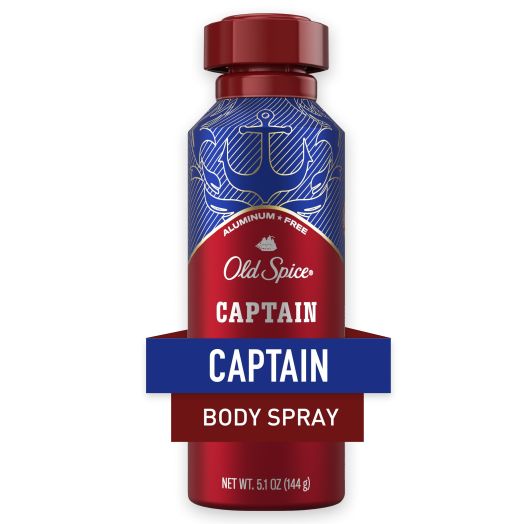 Old Spice Men's Body Spray Aluminum Free Captain, 5.1 oz