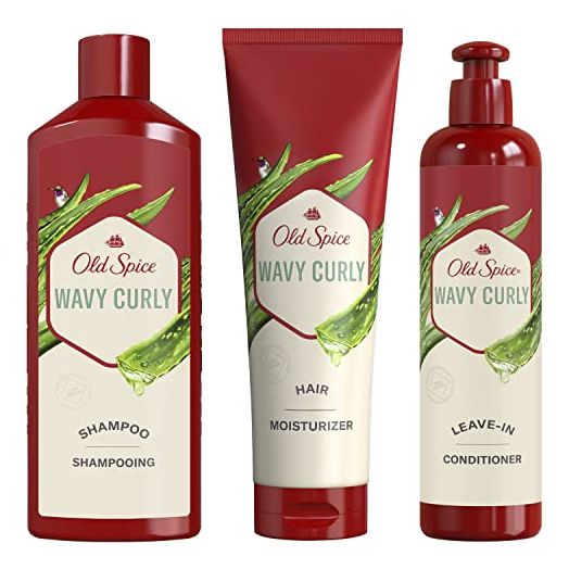 Old Spice Shampoo, Conditioner and Leave-in Conditioner Set for Men, Wavy Curly Hair Regimen Bundle