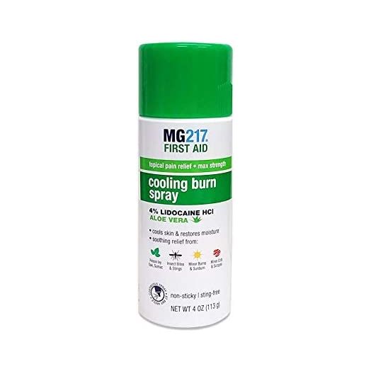 MG217 Maximum Strength Pain Relief Cooling Burn Spray, with Lidocaine and Aloe Vera, 4 oz