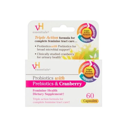 vH Essentials Probiotics with Prebiotics & Cranberry Feminine Health Capsules, 60 count