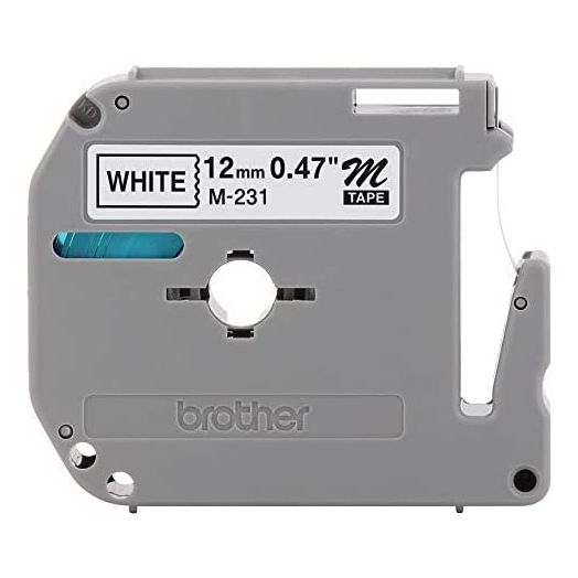 Brother Genuine P-touch M-231 Tape, 1/2" (0.47") Standard P-touch Tape, Black on White, for Indoor Use, Water Resistant, 26.2 Feet (8M), Single-Pack