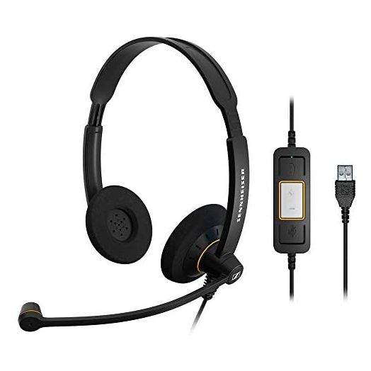 Sennheiser Consumer Audio SC 60 USB ML (504547) - Double-Sided Business Headset | For Skype for Business | with HD Sound, Noise-Cancelling Microphone, & USB Connector (Black)