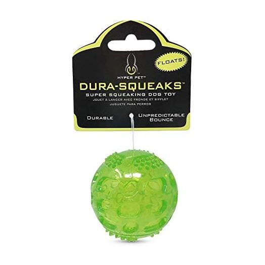 Hyper Pet DuraSqueak Dog Ball Toy, Interactive Dog Toys that Float and Squeaks for Playing, Fetching and Retrieving-Great Alternative to Traditional Tennis Balls Green 2.5 Inch