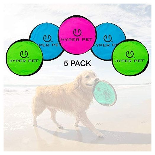 Hyper Pet Flippy Flopper 9" Flying Disc Soft Dog Toy, Floats in Water & Safe on Teeth, for All Breeds, Pack of 5 (Colors May Vary)