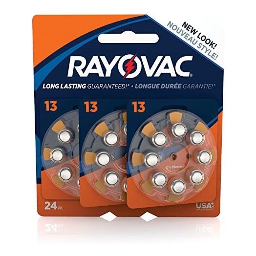 RAYOVAC Size 13 Hearing Aid Batteries, 24-Pack, L13ZA-24ZMB