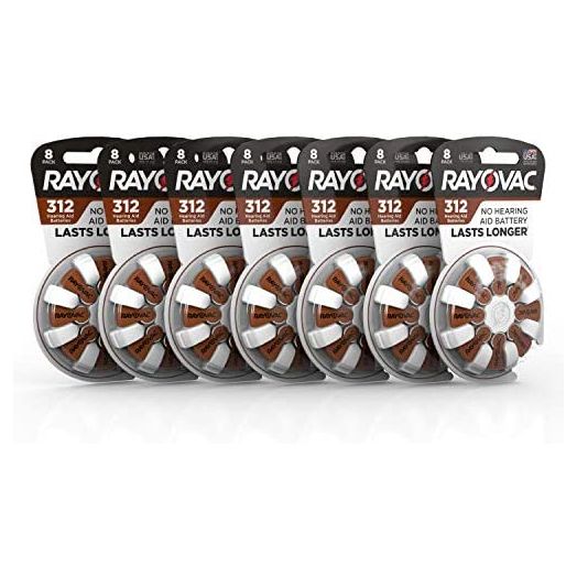 Rayovac Hearing Aid Batteries Size 312 for Advanced Hearing Aid Devices, 8 Count (Pack of 7)