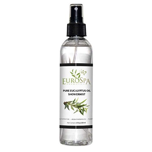 EuroSpa Aromatics Pure Eucalyptus Oil ShowerMist and Steam Room Spray, All-Natural Premium Aromatherapy Essential Oils - Pure Eucalyptus, 8oz