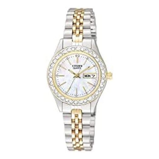 Citizen Quartz Womens Watch, Stainless Steel, Crystal, Two-Tone (Model: EQ0534-50D)