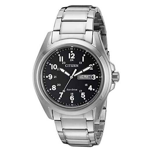 Citizen Eco-Drive Garrison Quartz Men's Watch, Stainless Steel, Field watch, Silver-Tone (Model: AW0050-82E)
