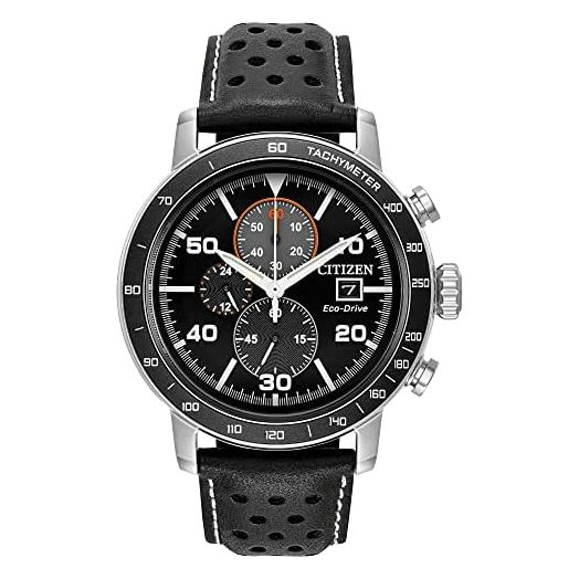 Citizen Eco-Drive Brycen Chronograph Mens Watch, Stainless Steel with Leather Strap, Weekender