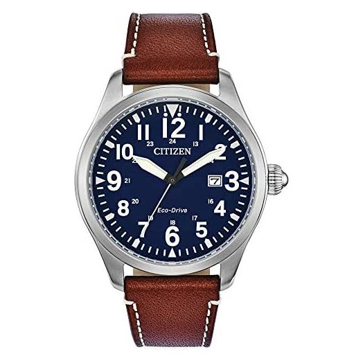 Citizen Eco-Drive Garrison Mens Watch, Stainless Steel with Leather Strap, Field Watch