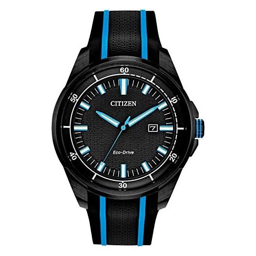 Citizen Eco-Drive Weekender Quartz Mens Watch, Stainless Steel with Silicone strap, Black (Model: AW1605-09E)