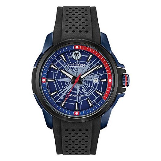 Citizen Eco-Drive Marvel Men's Watch, Stainless Steel with Polyurethane Strap, Spider-Man Black