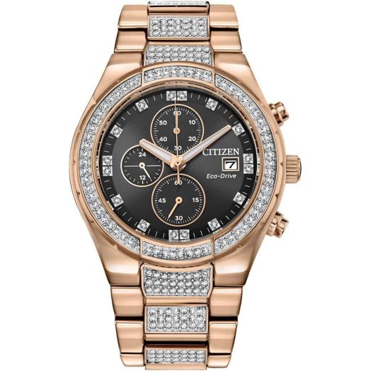 Citizen CA0753-55E Men's Crystal Chronograph Rose Gold Steel Watch