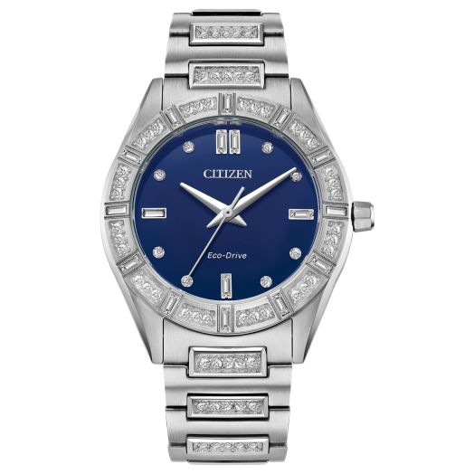 Citizen Eco-Drive Silhouette Crystal Stainless Steel Bracelet Watch | 34mm | EM1020-57L