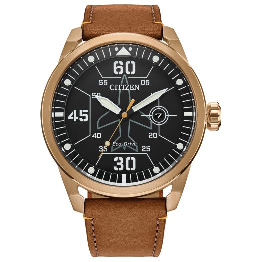 Citizen Men's Eco-Drive Sport Casual Avion Leather Strap Watch, 3-Hand Date