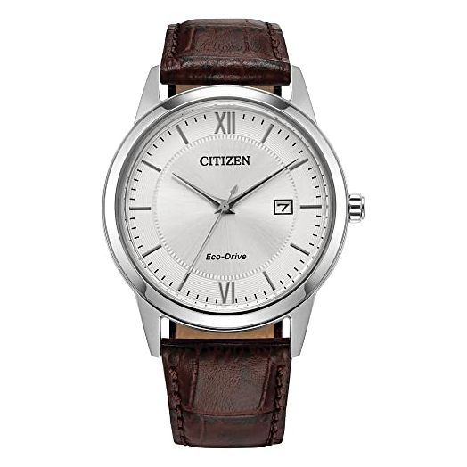 Citizen Men's Classic Eco-Drive Leather Strap Watch, 3-Hand Date