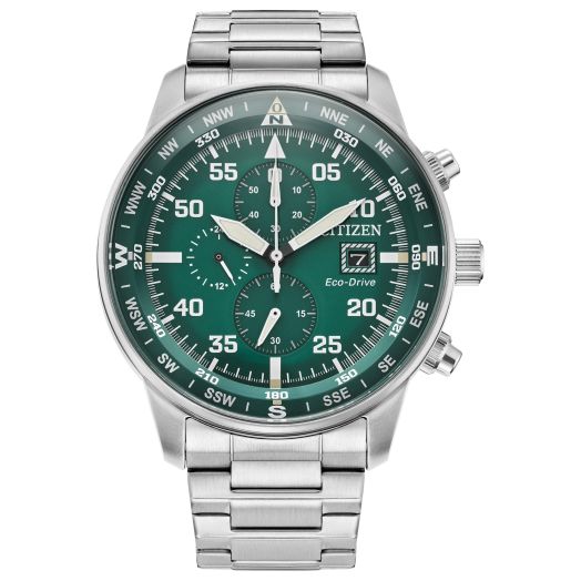 Citizen Men's Eco-Drive Sport Casual Brycen Weekender Chronograph Stainless Steel Watch, 12/24 Hour Time, Date, Luminous Markers, 44mm