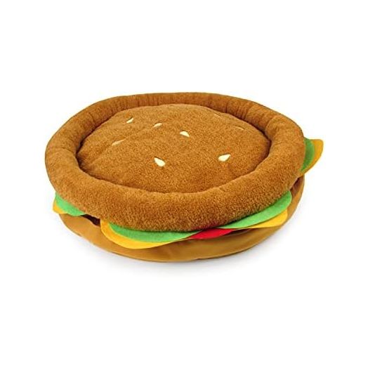 TONBO Soft Plush Small Cute and Cozy Food Dog Cat Bed, Washer and Dryer Friendly (Burger)