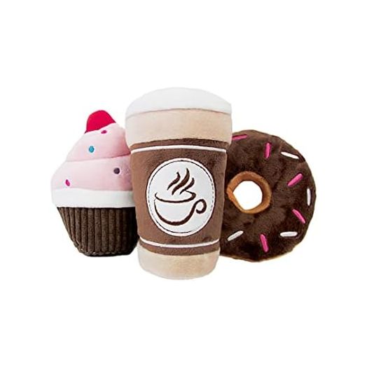 TONBO Sweet Treats Combo - Crinkle Plush Cute Dog Toys, Cupcake, Coffee, Donut (Sweet Treats Combo)