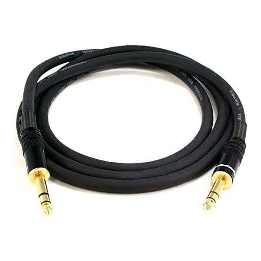 Monoprice Premier Series 1/4 Inch (TRS) Male to Male Cable Cord - 6 Feet- Black 16AWG (Gold Plated)