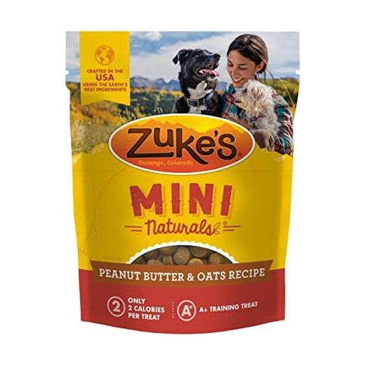 Zuke’s Mini Naturals Soft Chewy Dog Treats for Training Pouch, Natural Treat Bites with Peanut Butter and Oats - 6 oz. Bag