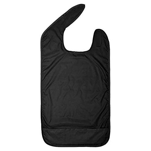 Betty Dain Adult Bib, Waterproof Clothing Protector with Crumb Catcher, Black