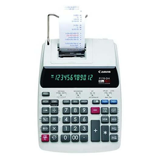 Canon Office Products 2204C001 Canon P170-DH-3 Desktop Printing Calculator with Currency Conversion, Clock & Calendar, and Time Calculation, Black/White/Silver, 14.60 Inch x 9.60 Inch x 3.00 Inch