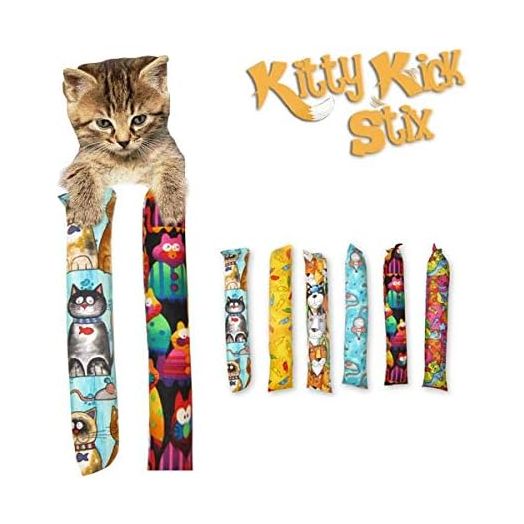 Kitty Kick Stix 11" Original Catnip Kicker Toy (Set of 2), Handmade in USA by Cat Lovers, Interactive Natural Cat & Kitten Toy, Packed with 100% Potent Catnip for All Breeds