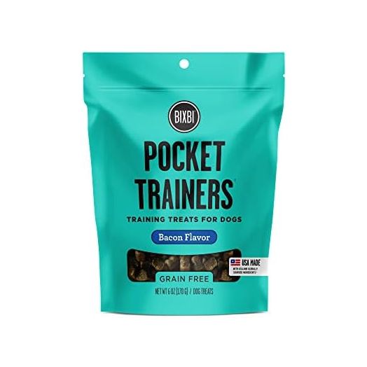 BIXBI Pocket Trainers, Bacon (6 oz, 1 Pouch) - Small Training Treats for Dogs - Low Calorie and Grain Free Dog Treats, Flavorful Pocket Size Healthy and All Natural Dog Treats