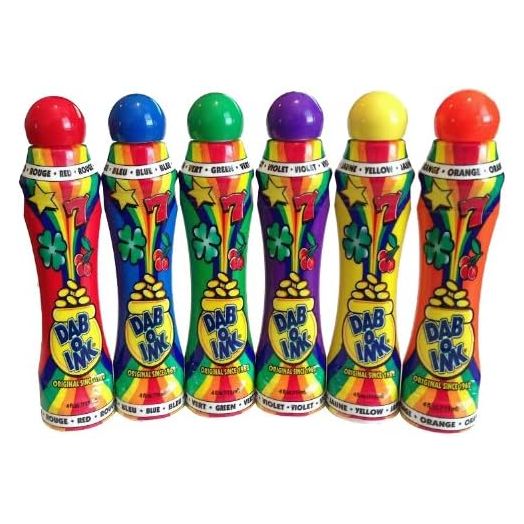Dab-O-Ink 6 Pack Bingo Daubers - Mixed Colors - 4 oz.
