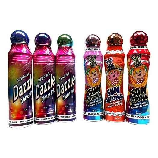 Bingo Dauber Set! - 3 Dazzle Glitter & 3 Ultra Bright Sunsational Ink Dabbers