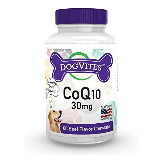Health Thru Nutrition Dog-Vites CoQ10 for Dogs, Beef-Flavored Chewable Tablets, 30mg (Pack of 60)