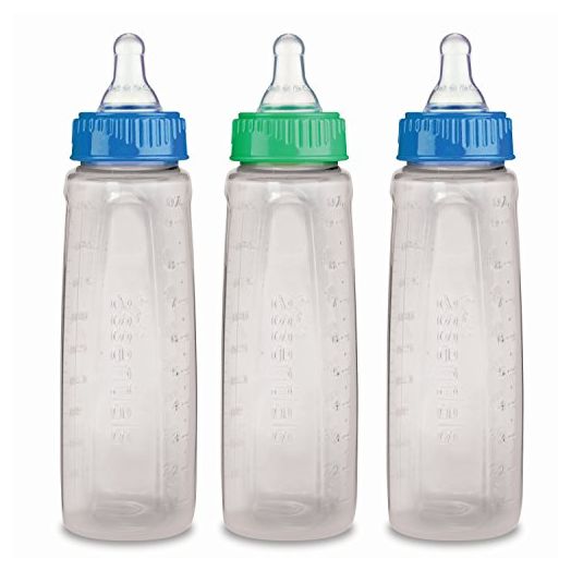 Gerber First Essential Clear View Plastic Nurser With Latex Nipple, BPA Free, Colors may vary, 3 Pack